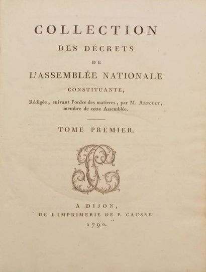 null 25. ARNOULT (Charles-André-Rémy). Collection of decrees of the National Constituent...