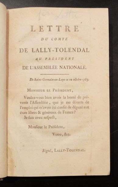 null 208. LALLY-TOLLENDAL (Trophime-Gérard de). Lettre du Comte de Lally-Tolendal...