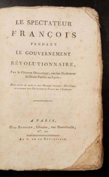 null 113. DELACROIX (Jacques-Vincent). Le Spectateur françois during the revolutionary...