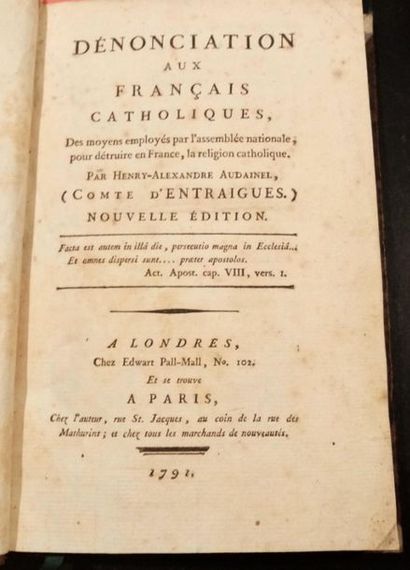 null 20. ANTRAIGUES (Emmanuel-Louis-Henri de Launay d'). Denunciation to French Catholics...