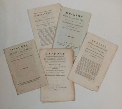 null 33. [ASSIGNATES] Set of about 25 brochures. 
Texts by Talleyrand, Pétion, Rabaut,...