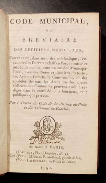 null 180. [GUICHARD (Auguste-Charles)]. Code municipal, ou Bréviaire des officiers...