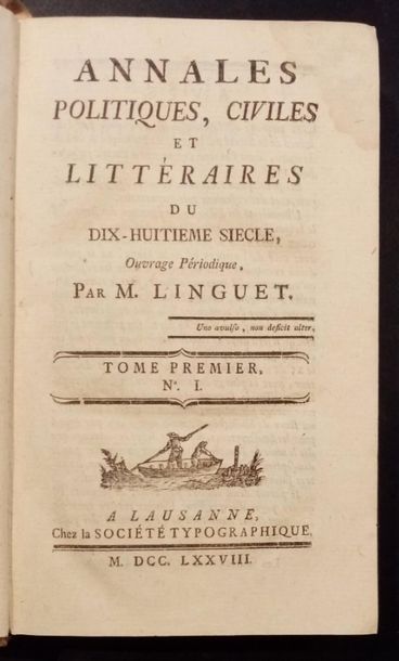 null 219. LINGUET (Simon-Nicolas-Henri). Annales politiques, civiles et littéraires...