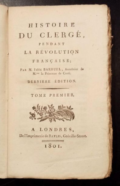 null 45. BARRUEL (Augustin). Histoire du clergé pendant la Révolution française....