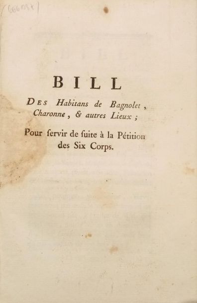 null 71. Bill of the habitans of Bagnolet, Charonne, [Belleville, Pré-Saint-Gervais,...