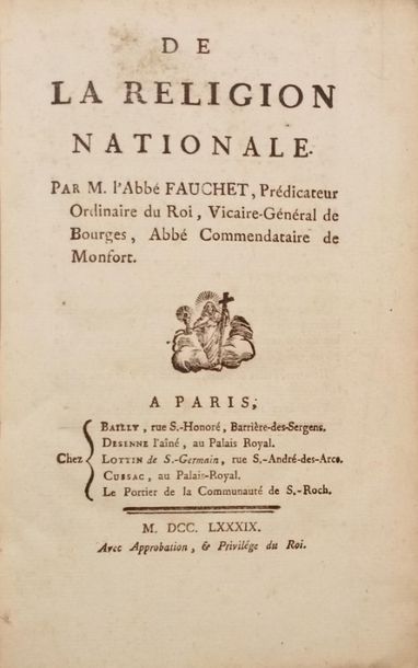 null 157. FAUCHET (Claude). Of the National Religion. Paris, Bailly, Desenne, Lottin...