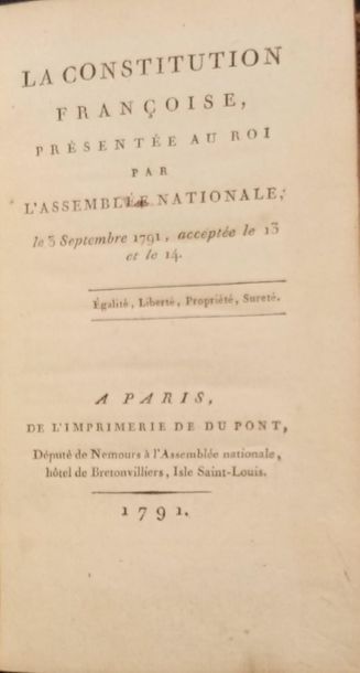 null 100. [CONSTITUTION DE 1791] - La Constitution françoise, présentée au Roi par...