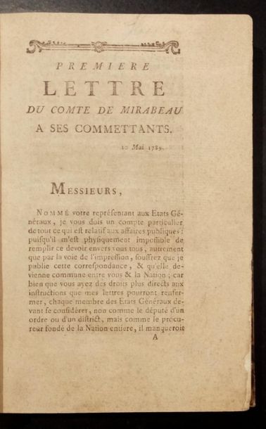 null 265. MIRABEAU (Honoré-Gabriel Riqueti de). First [- Seventeenth] letter of Count...