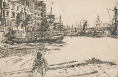 James Abbott WHISTLER (1834-1903) Eagle Warf, 1859
Etching on Japan laid thin. Proof...