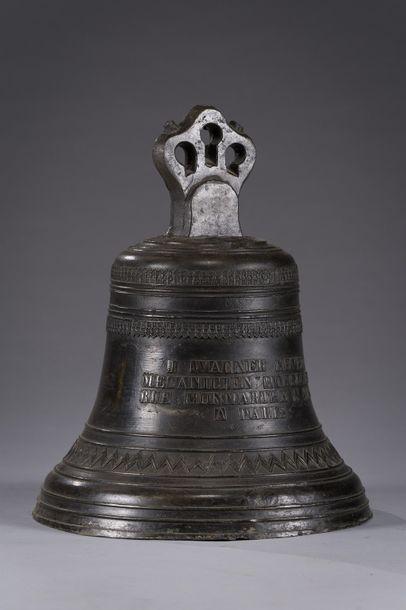 null *Important bronze bell with a brown patina, signed: "J. WAGNER, nephew clock...