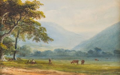 Eugène CICERI (1813-1890) *Pastoral
Watercolor signed lower right and dated 1889.
11.5...