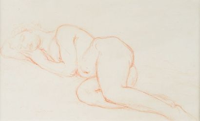 Charles DESPIAU (1874-1946) 
Extended nude Sanguine signed lower left.
21 x 35 c...