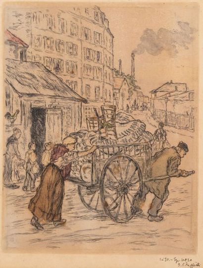 Jean-François RAFFAELLI (1850-1924) * The Moving - The Sunday Walk * Drypoint, etching...