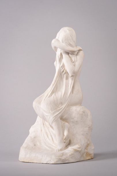 Albert BARTHOLOMÉ (1848-1928) *Plaster sculpture of a naked young woman covering...