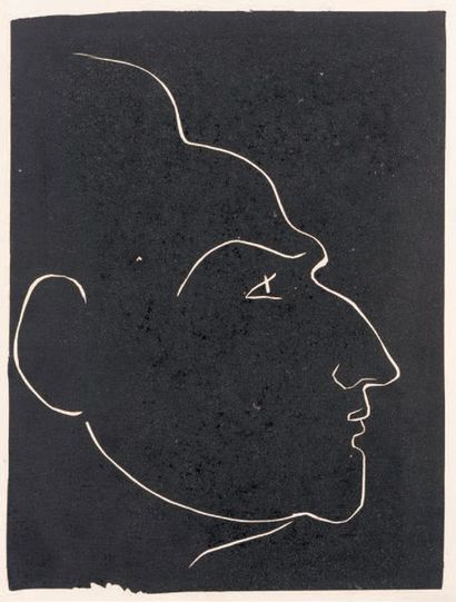 Henri MATISSE (1869-1954) 
Portrait of Henri de Montherlant
Engraving on linoleum...