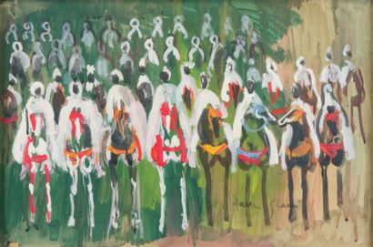 Hassan EL GLAOUI (1924-2008) 
The Royal
Guard Gouache on paper.
Signed lower right.
50...