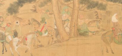 null Large ink and colour roller painting on silk
China, 19th century
Decorated in...