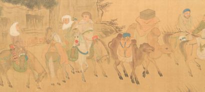 null Grande peinture en rouleau à l'encre et couleur sur soie
Chine, XIXe siècle
À...