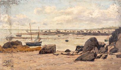 Fritz WAGENER (1896-1939) *Cancale, les parcs à marée basse
Huile sur toile signée...