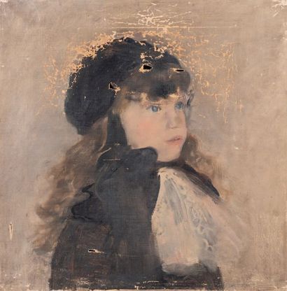 Jean-François RAFFAELLI (1850-1924) *Portrait of a little girl Unsigned
oil on canvas.
(Several...
