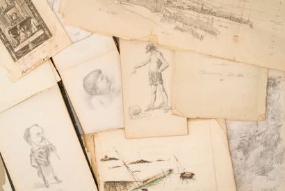 Jean-François RAFFAELLI (1850-1924) *Five sketchbooks (three cream canvas notebooks,...