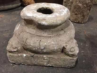 null Two stone bases for columns. They're carved with frog heads.
13th-19th cent...