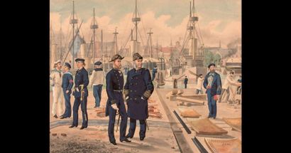null Gustav BROCK (1849-1887)
Officiers et matelots dans l'arsenal
Deux gouaches...