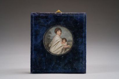 null DUBOIS, Frédéric (act. 1780 - 1819) : 
Mère et son enfant
Miniature ronde sur...