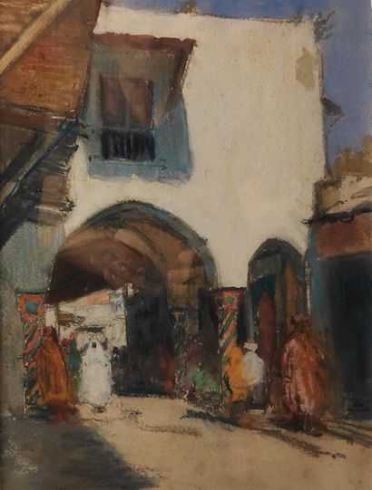 null René PINARD (1883-1938)
Scène animée à Tunis
Pastel sur papier signé en bas...