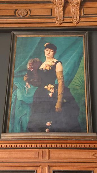 null D'après Gustave BOULANGER
Portrait de Madame Lambinet 
Procédé sur toile.
160...