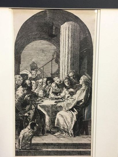 Giandomenico Tiepolo (1727-1804) 
Ultima Cena
Eau-forte. Épreuve coupée au sujet,...