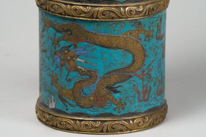 null Duomuhu copper and cloisonné enamels.
China, 20th century.
In the style of Tibetan...