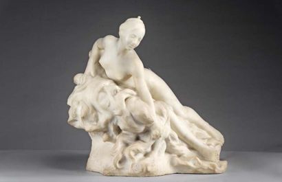 FELIX SOULES (1857-1904) 
Le rêve
Sculpture en marbre blanc de Carrare.
H. : 54 cm...