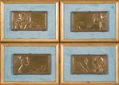 Alexandre charpentier (1856-1909) «Les quatre arts majeurs»
Bas-reliefs en bronze,...