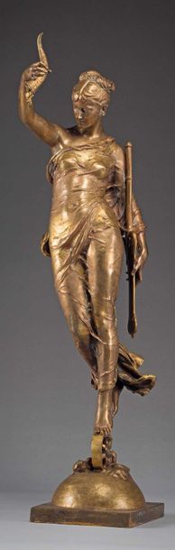 PAUL MOREAU-VAUTHIER (1871-1936) 
Allégorie de la Fortune
Épreuve en bronze doré,...