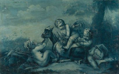 École FRANÇAISE du XVIIIe siècle 
Allegory of Autumn
Oil on canvas in blue monochrome.
(Restorations)....