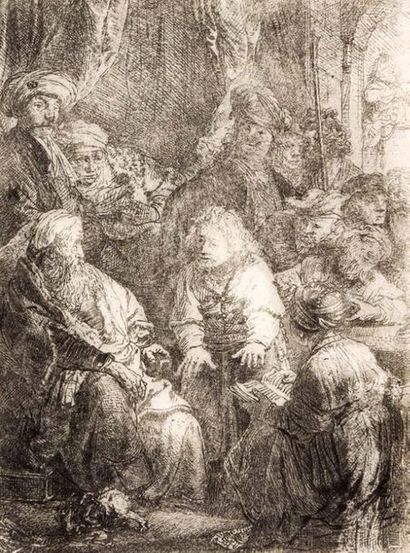 Rembrandt van RIJN (1606-1669) 
Joseph contant ses songes.
Eau-forte. Belle épreuve...
