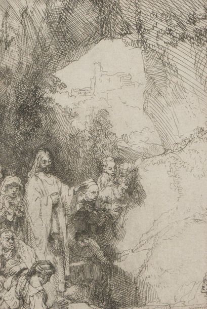 Rembrandt van RIJN (1606-1669) 
La Résurrection de Lazare (petite planche)
Eau-forte....
