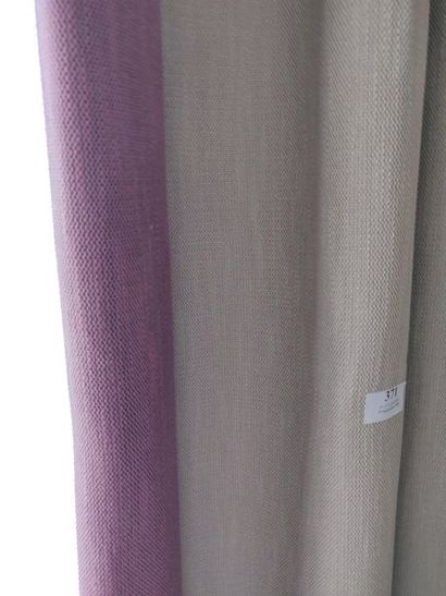 null A set of 4 pairs of beige curtains with plum Novabresse border with eyelets:
1...