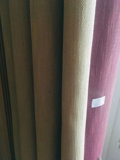 null A set of 4 pairs of beige curtains with plum Novabresse border with eyelets:
1...