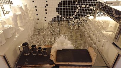 null Set of stemmed glasses and straight glasses including champagne flutes beer...