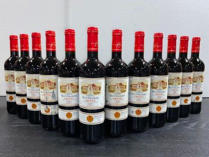null 12 bouteilles CHÂTEAU HAUT-GRAMONS – Graves 2015 (Quelques étiquettes abimé...
