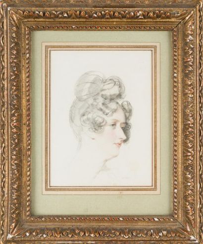 null Ecole romantique
Portrait de femme au chignon
Pièce encadrée.
12 x 9 cm.