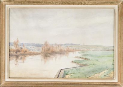 null Marc BRINCOURT (XIX-XX)
La rivière
Aquarelle signée en bas à droite.
32 x 49...