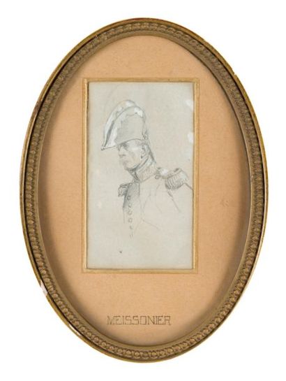 null Ernest MEISSONIER ( 1815 - 1891)
Soldat de l'Empire au bicorne
Crayon sur papier...