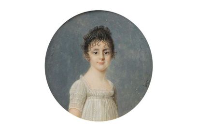 null Joseph BOZE (1745 - 1826)
Portrait of a young girl 
Round miniature on ivory...