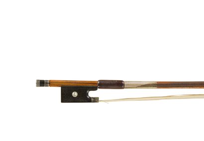 null 
Violin bow made by Auguste RAU with iron mark. Ebony silver frog, pernambuco...