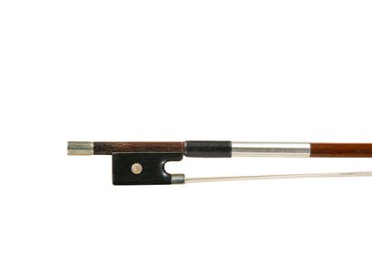 null 
 Interesting German school viola bow circa 1930. Ebony and nickel silver frog....