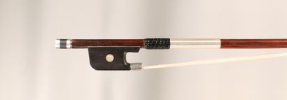 null 
Cello bow By Auguste Lenoble in Paris around 1875. Pernambuco wood, swan neck...