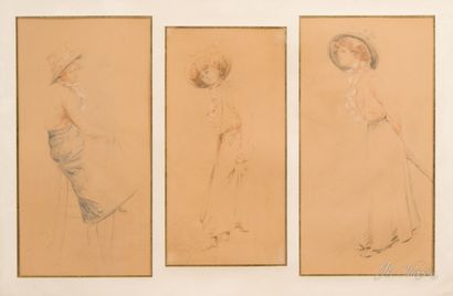 null Ecole française vers 1900

Elégantes

Suite de trois dessins sous un même cadre.

40.5...